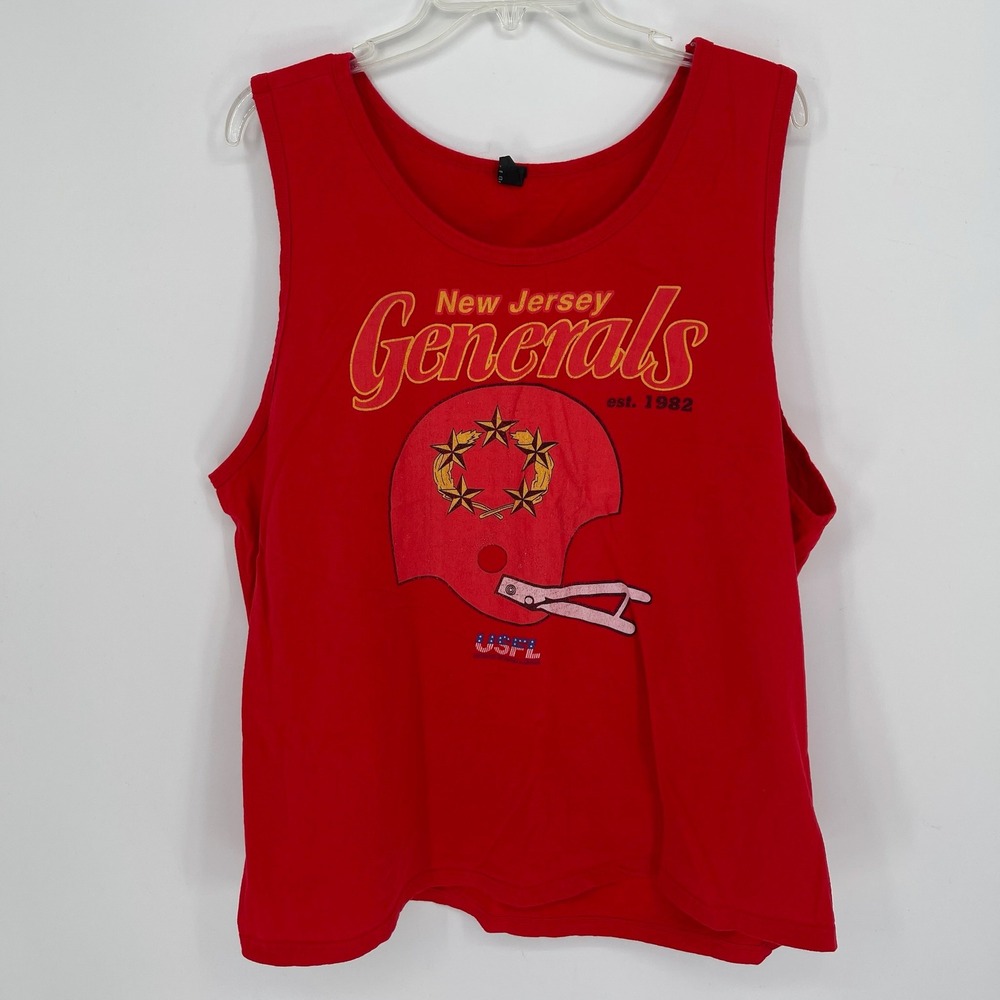 District Men's Red New Jersey Generals USFL Football Graphic Tank Top Size 2XL